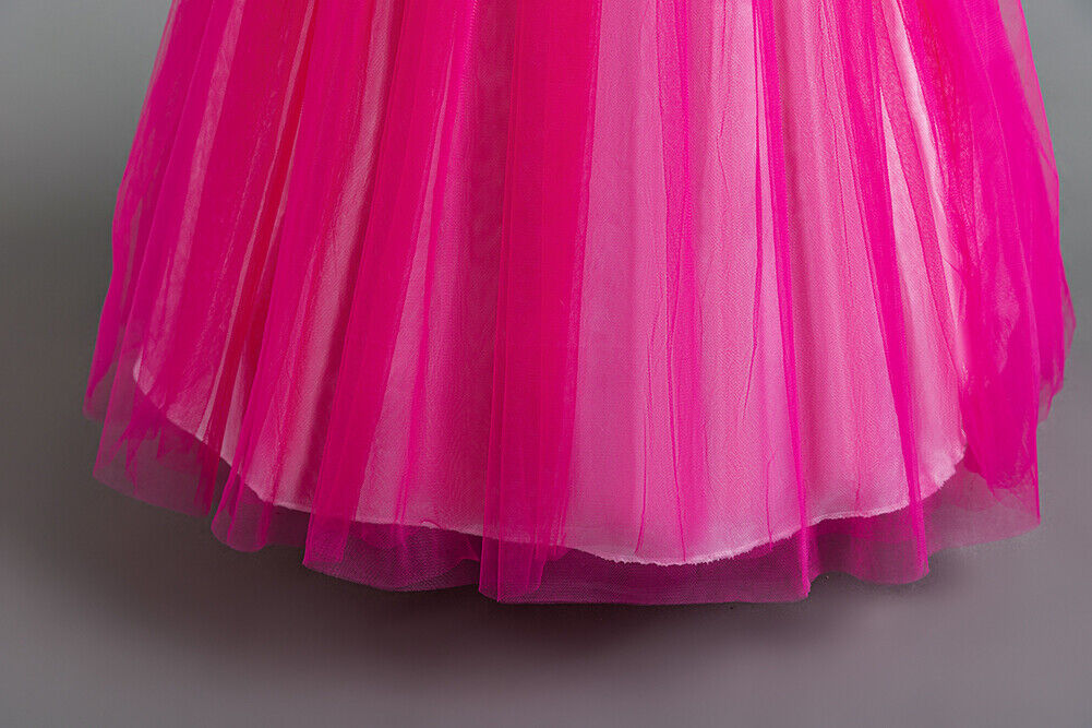 Kids Flower Girls Long Dress Bridesmaid Princess Wedding Christmas Party Gown - Picture 43 of 60