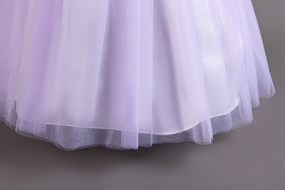 Kids Flower Girls Long Dress Bridesmaid Princess Wedding Christmas Party Gown - Picture 55 of 60