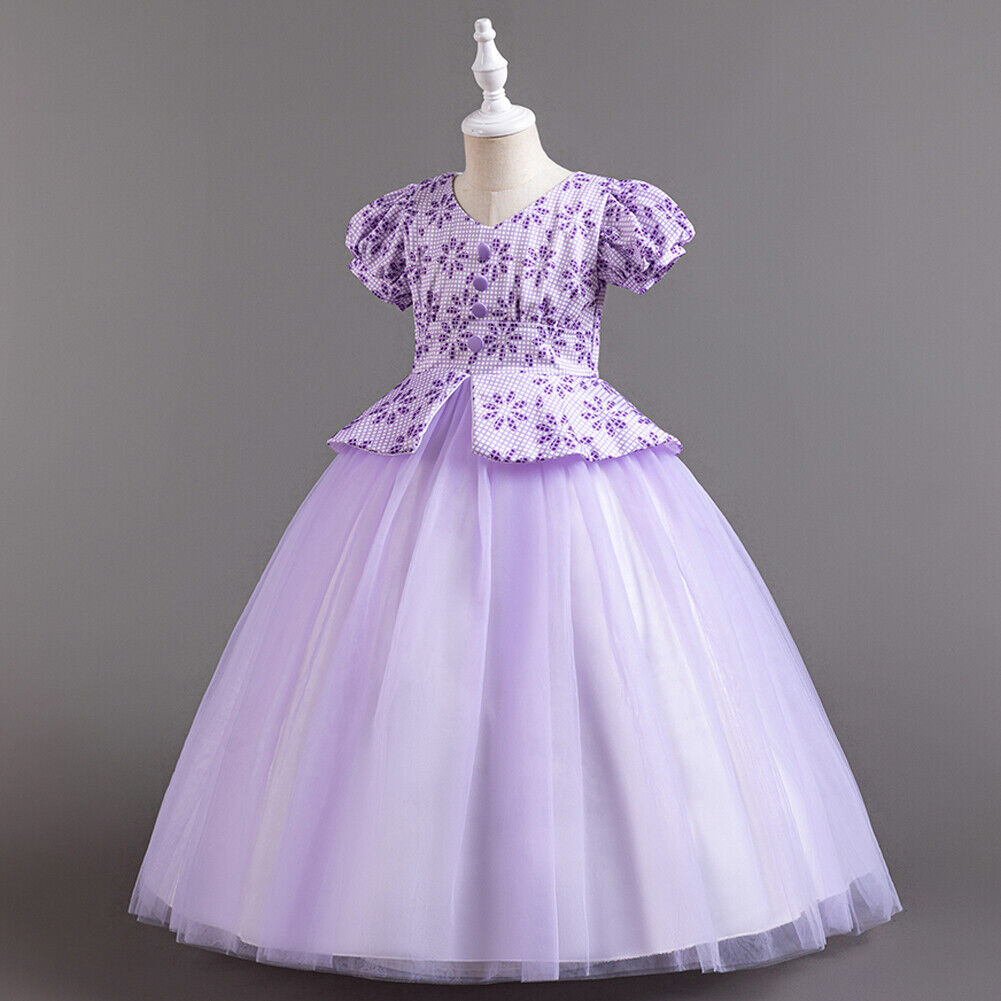 Kids Flower Girls Long Dress Bridesmaid Princess Wedding Christmas Party Gown - Picture 56 of 60