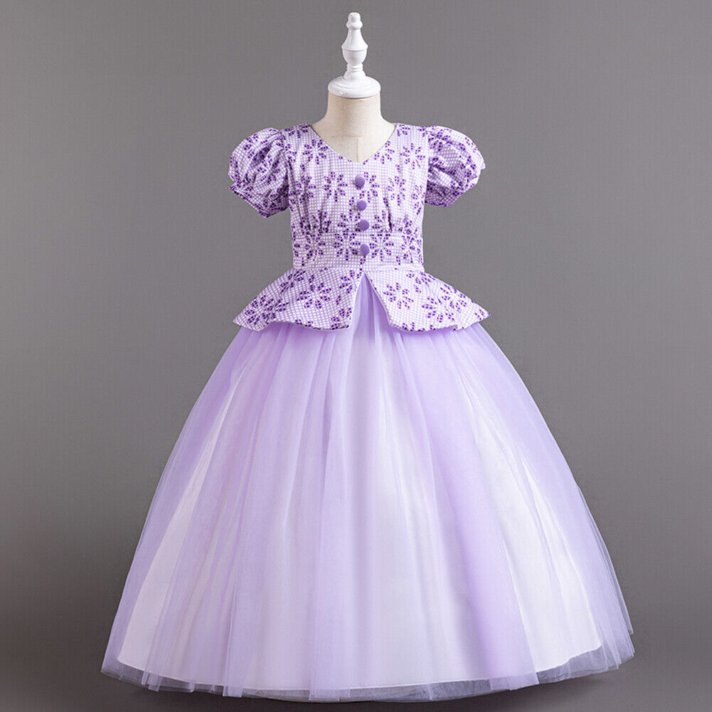 Kids Flower Girls Long Dress Bridesmaid Princess Wedding Christmas Party Gown - Picture 57 of 60