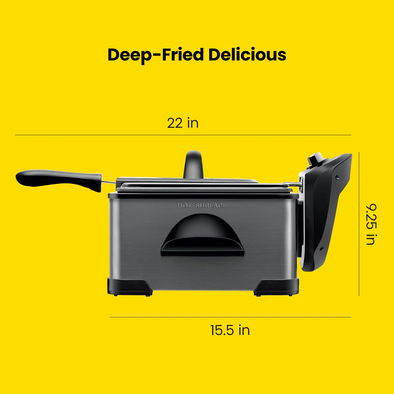 Chefman Deep Fryer w/ Basket Strainer 4.5L XL Jumbo Size Adjustable Temperature