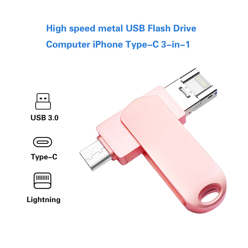 Metal OTG USB Flash Drive 3.0 Type C Memory Sticks For iPhone 15 14 13 Android - Photo 10/11