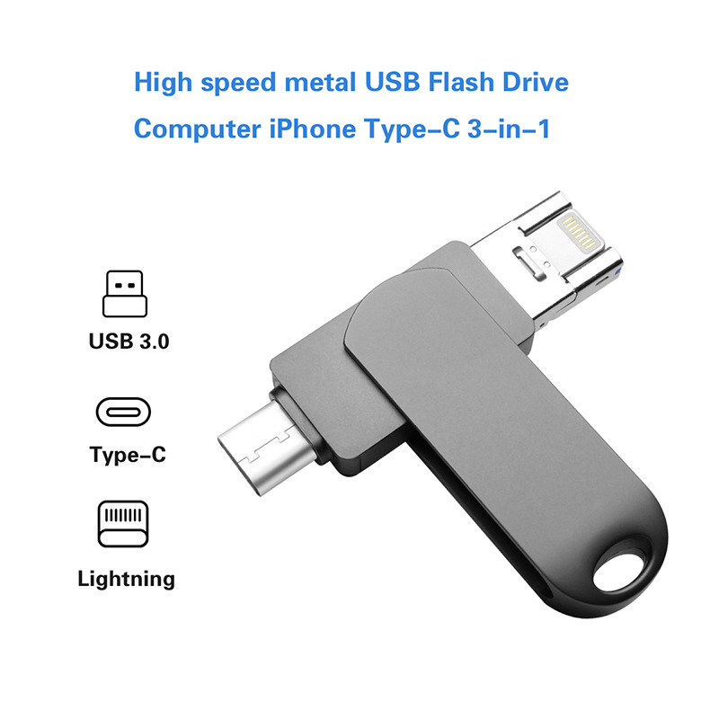 Metal OTG USB Flash Drive 3.0 Type C Memory Sticks For iPhone 15 14 13 Android - Photo 9/11