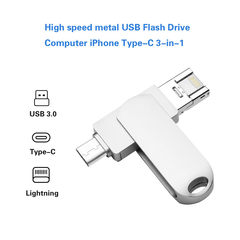 Metal OTG USB Flash Drive 3.0 Type C Memory Sticks For iPhone 15 14 13 Android - Photo 11/11