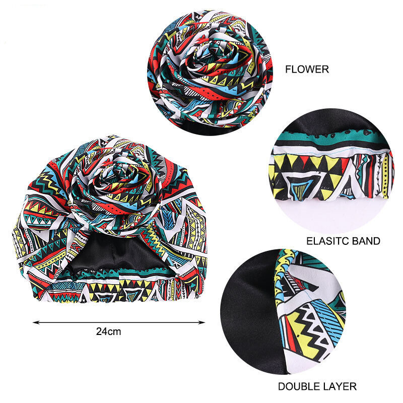 Muslim Women Flower Turban Hijab Hat Chemo Cap Hair Loss Beanie Wrap Headwear - Picture 23 of 35