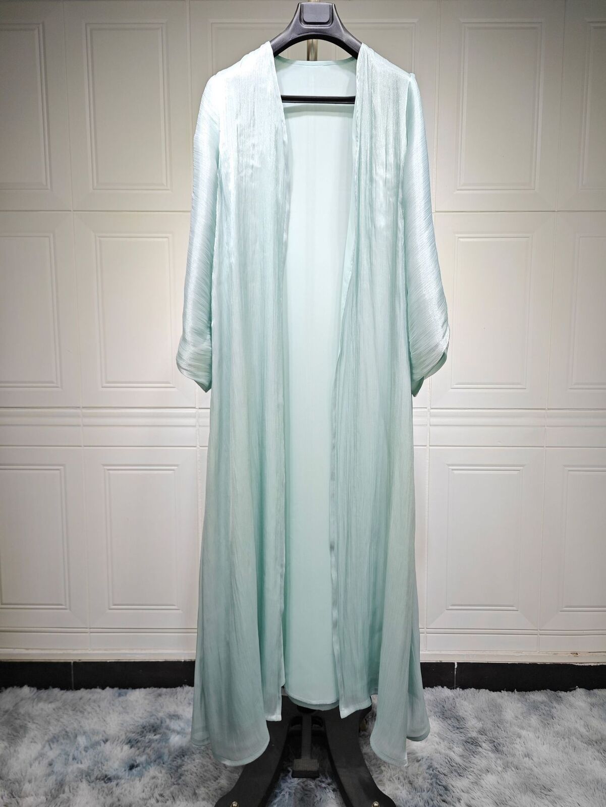 Dubai Satin offener Kimono Strickjacke Abaya muslimische Frauen Kleid Kaftan islamischer Ramadan - Bild 32 von 60