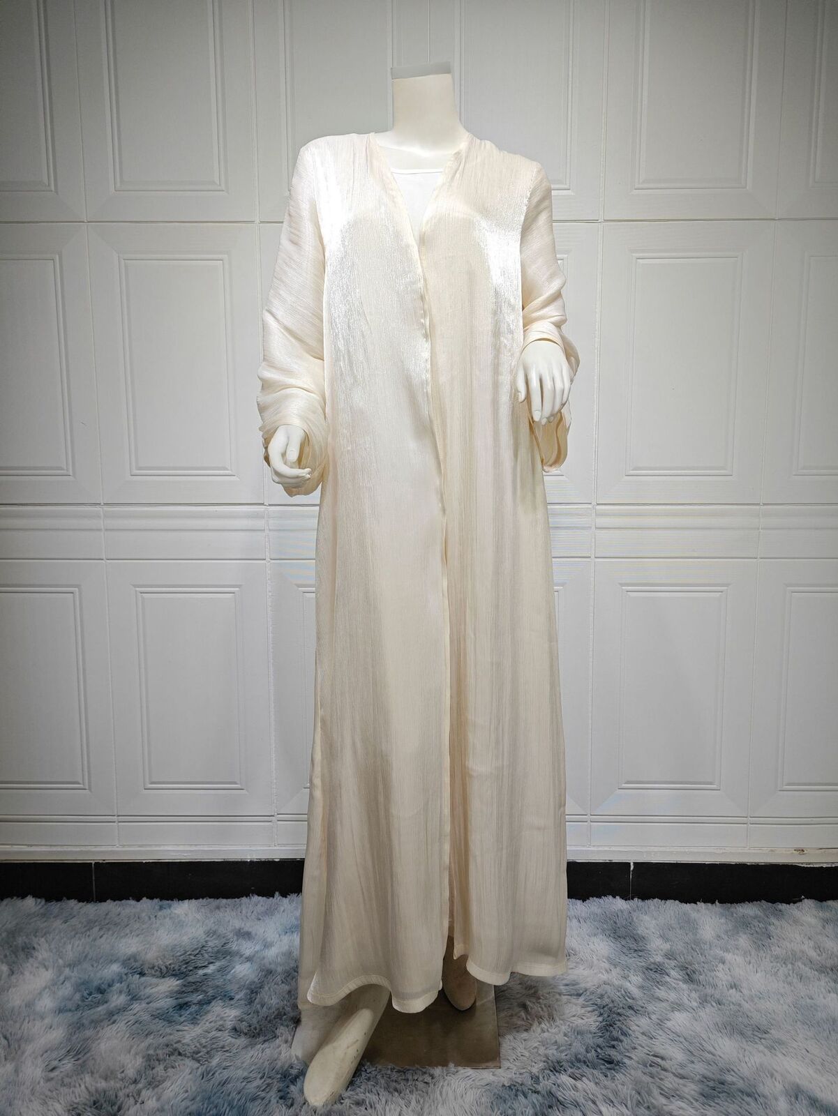 Dubai Satin offener Kimono Strickjacke Abaya muslimische Frauen Kleid Kaftan islamischer Ramadan - Bild 42 von 60