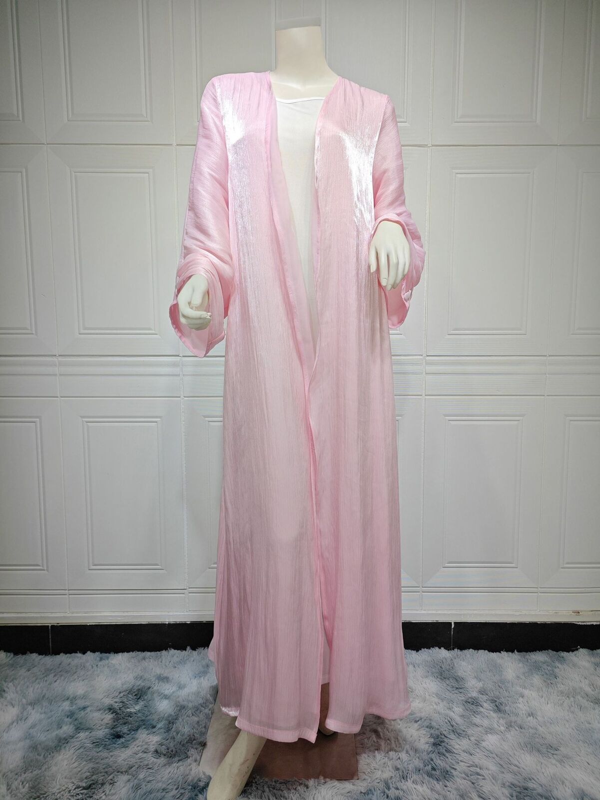 Dubai Satin offener Kimono Strickjacke Abaya muslimische Frauen Kleid Kaftan islamischer Ramadan - Bild 52 von 60