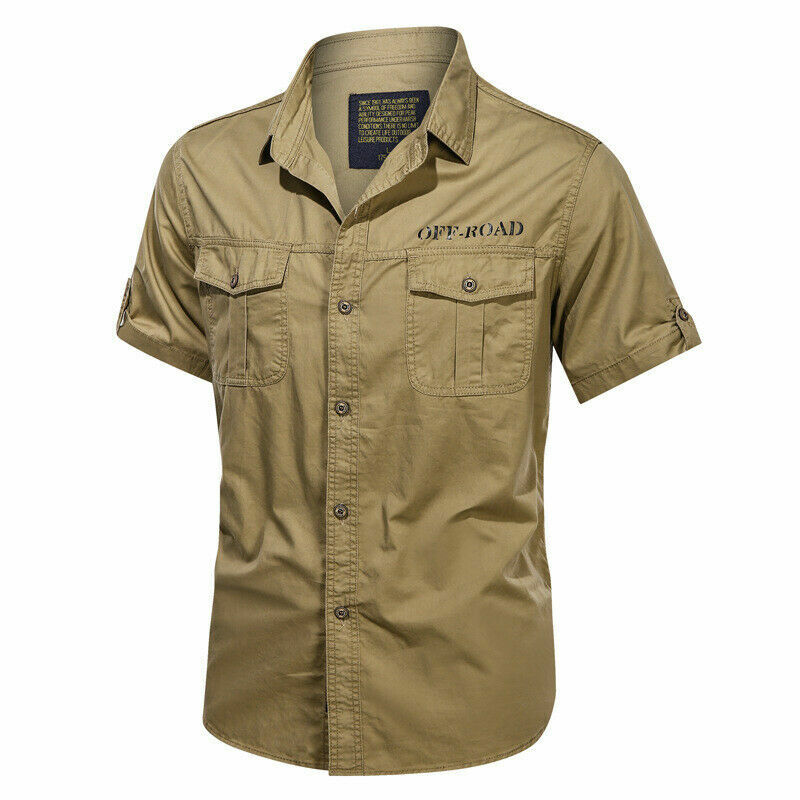 Neu Herren Militär kurzärmelige Shirts Luftwaffe Armee Baumwolle Hemden Shirts Tops - Bild 13 von 14