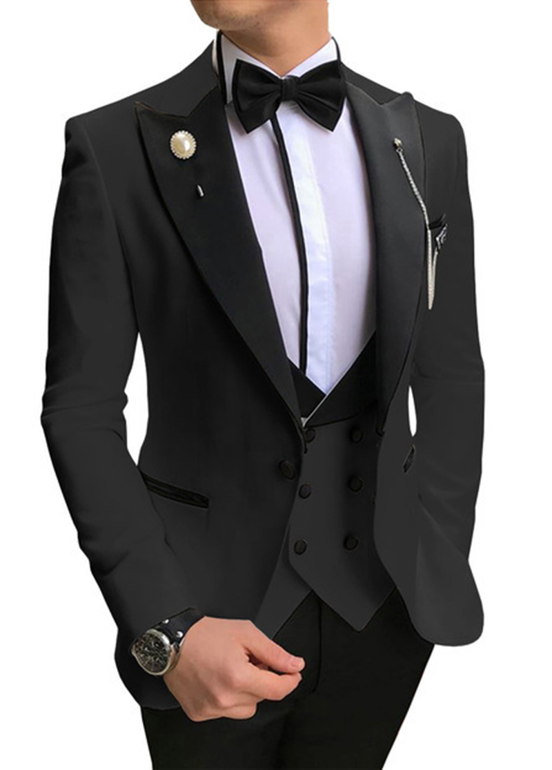 Men Suit (Jacket+Pants+Vest) 3 Piece Set Slim Groom Tuxedo Wedding Evening Party