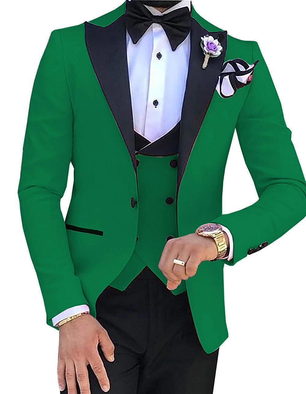 Men Suit (Jacket+Pants+Vest) 3 Piece Set Slim Groom Tuxedo Wedding Evening Party