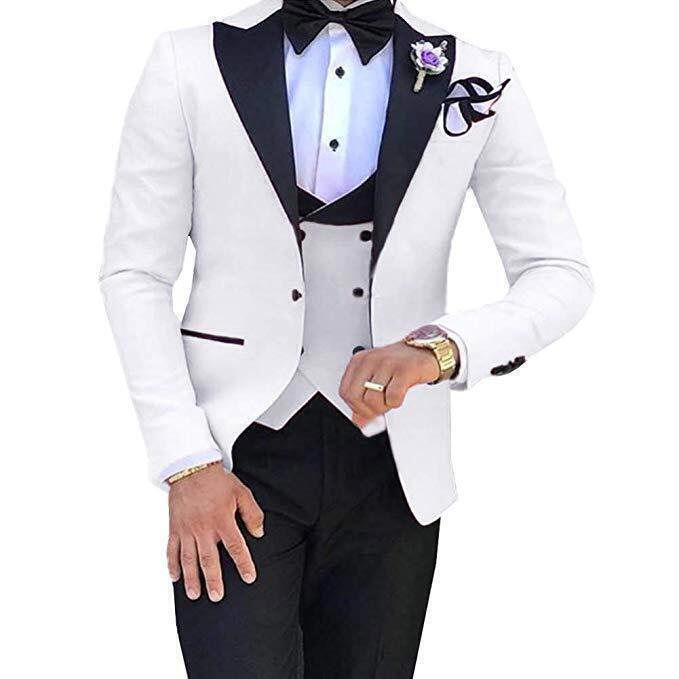 Men Suit (Jacket+Pants+Vest) 3 Piece Set Slim Groom Tuxedo Wedding Evening Party