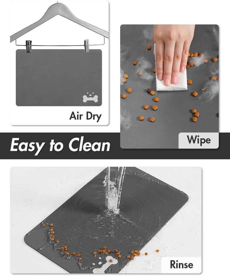 Absorbent Pet Food Mat-Dog Food Mat Anti Stains Quick Dry Dog Mat for Food and W