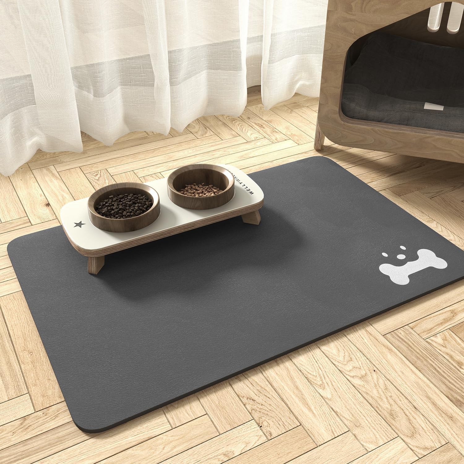 Estera absorbente de alimentos para mascotas estera de alimentos para perros antimanchas estera de secado rápido para perros para comida y W - Imagen 1 de 66