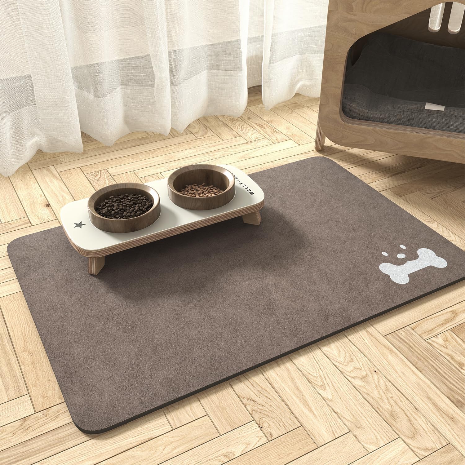 Estera absorbente de alimentos para mascotas estera de alimentos para perros antimanchas estera de secado rápido para perros para comida y W - Imagen 5 de 66