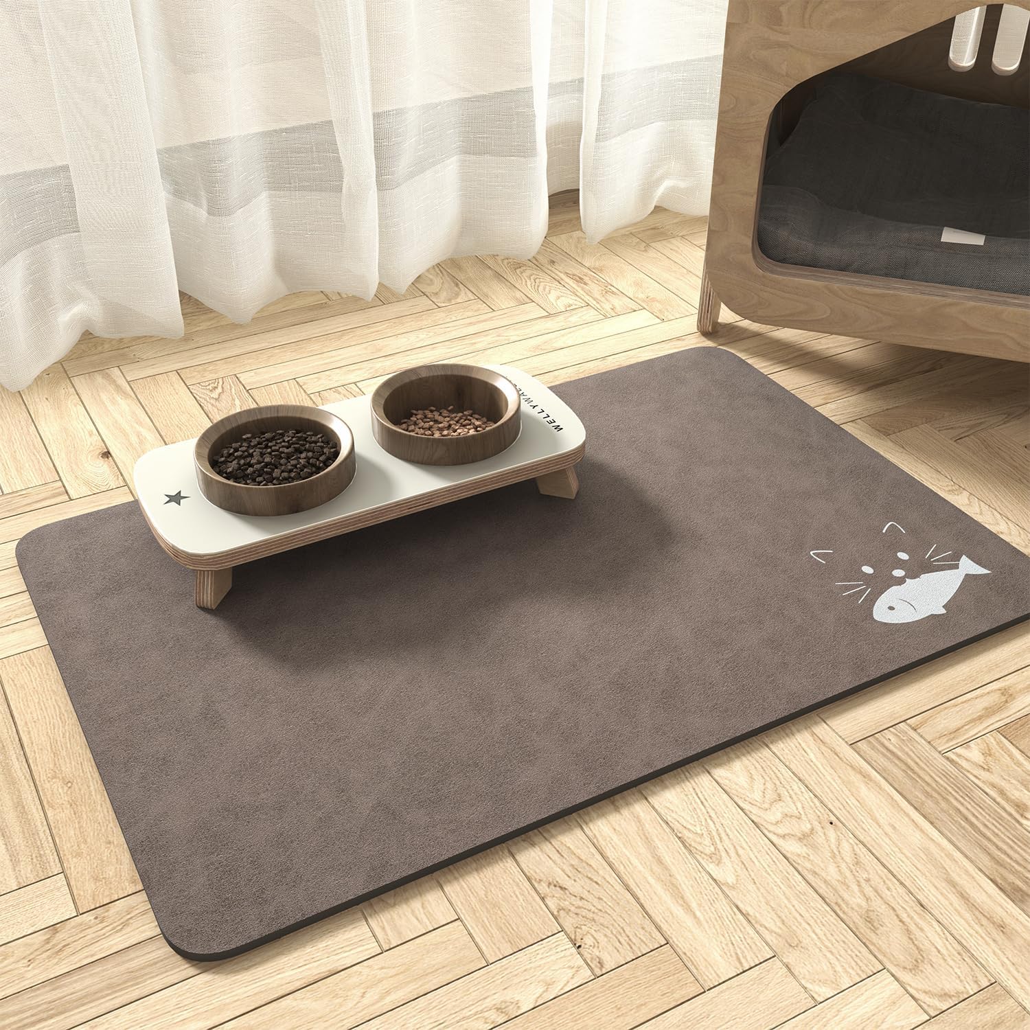Estera absorbente de alimentos para mascotas estera de alimentos para perros antimanchas estera de secado rápido para perros para comida y W - Imagen 8 de 66