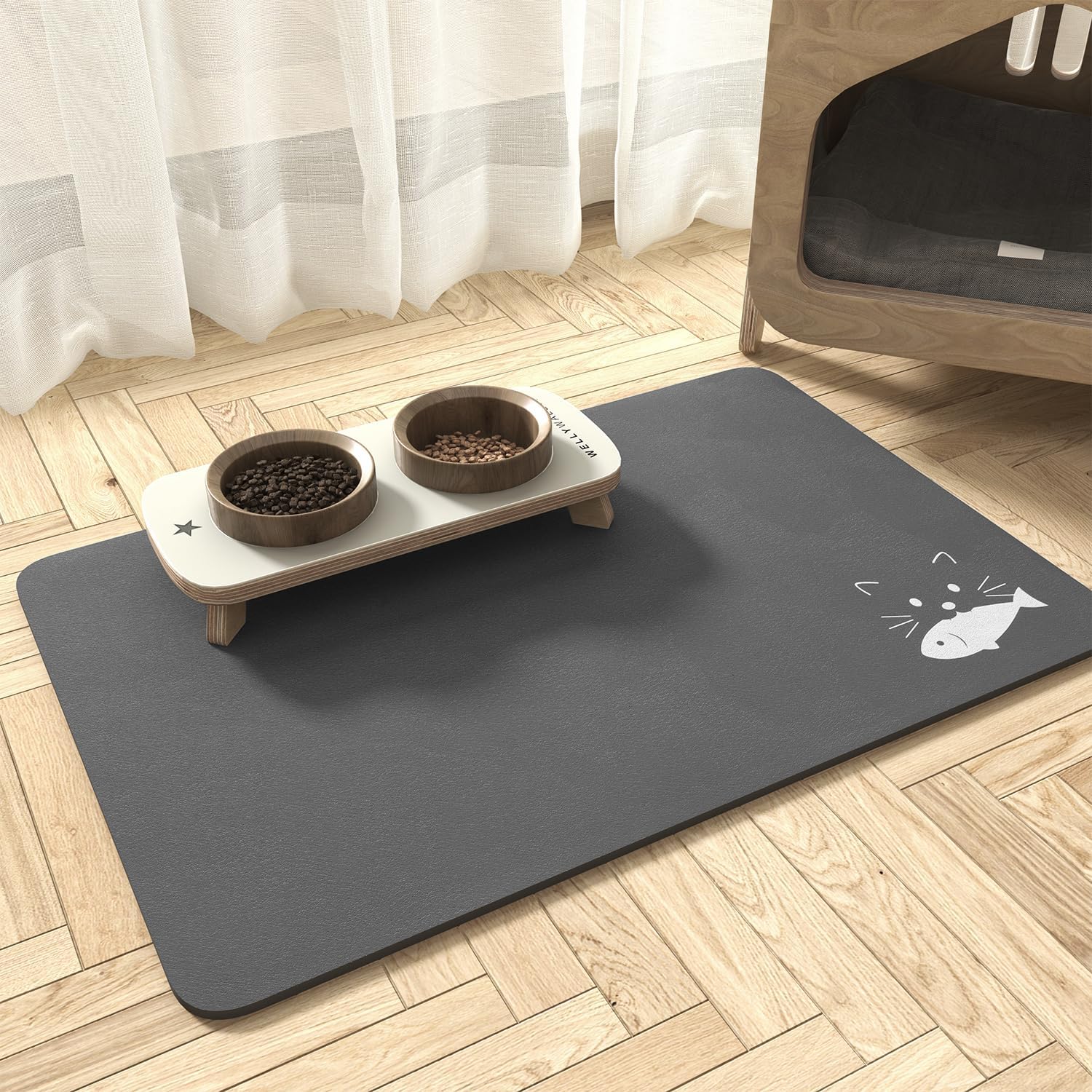 Estera absorbente de alimentos para mascotas estera de alimentos para perros antimanchas estera de secado rápido para perros para comida y W - Imagen 15 de 66