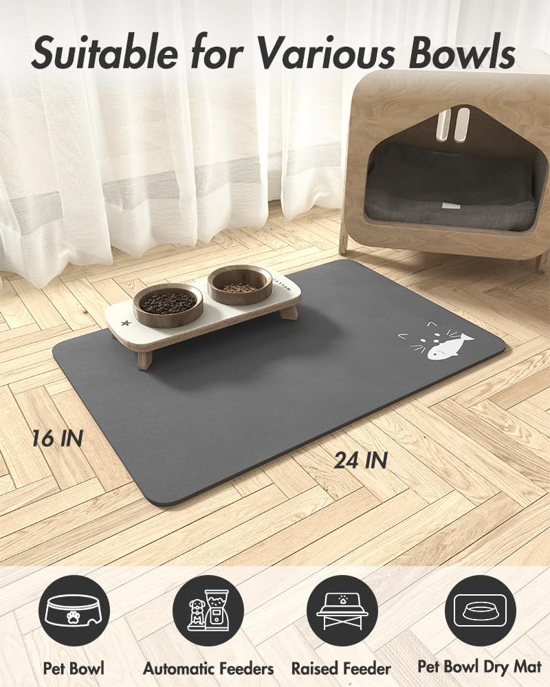 Estera absorbente de alimentos para mascotas estera de alimentos para perros antimanchas estera de secado rápido para perros para comida y W - Imagen 21 de 66