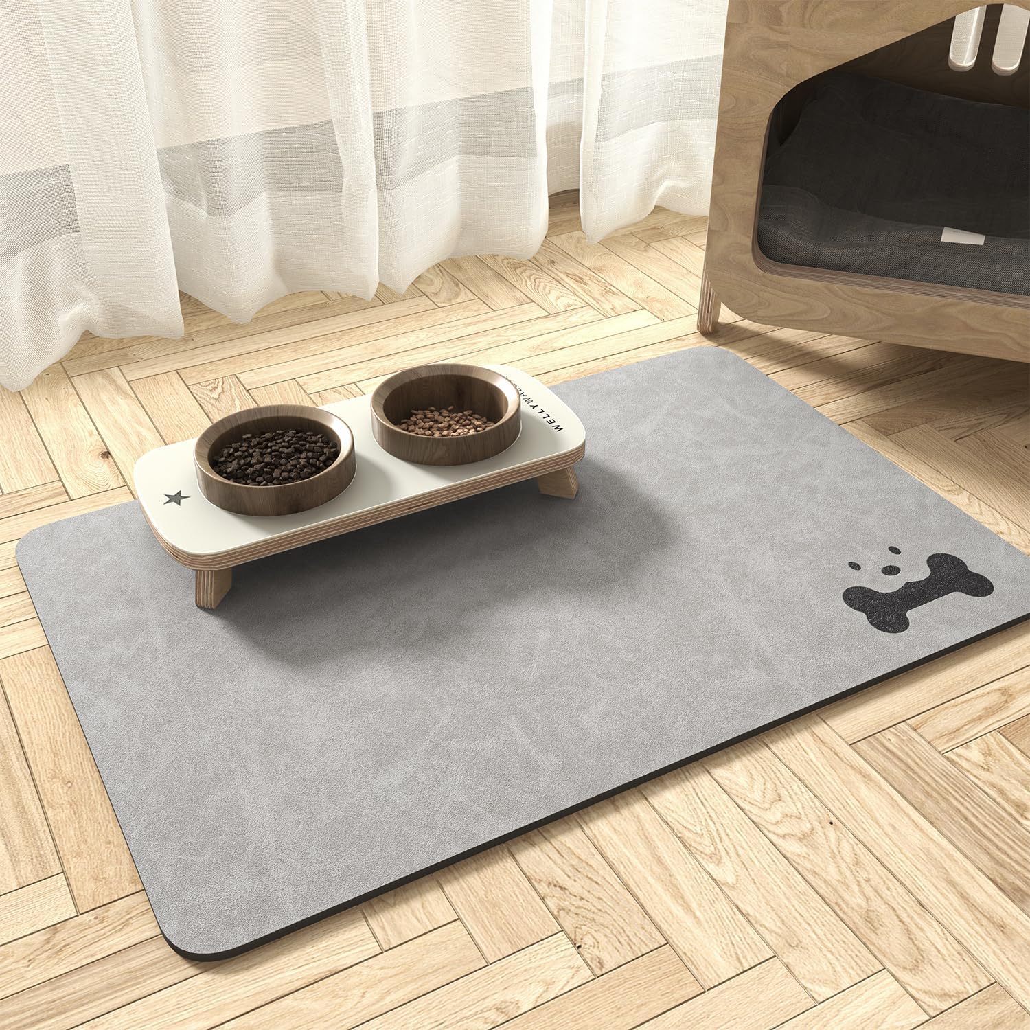 Estera absorbente de alimentos para mascotas estera de alimentos para perros antimanchas estera de secado rápido para perros para comida y W - Imagen 46 de 66