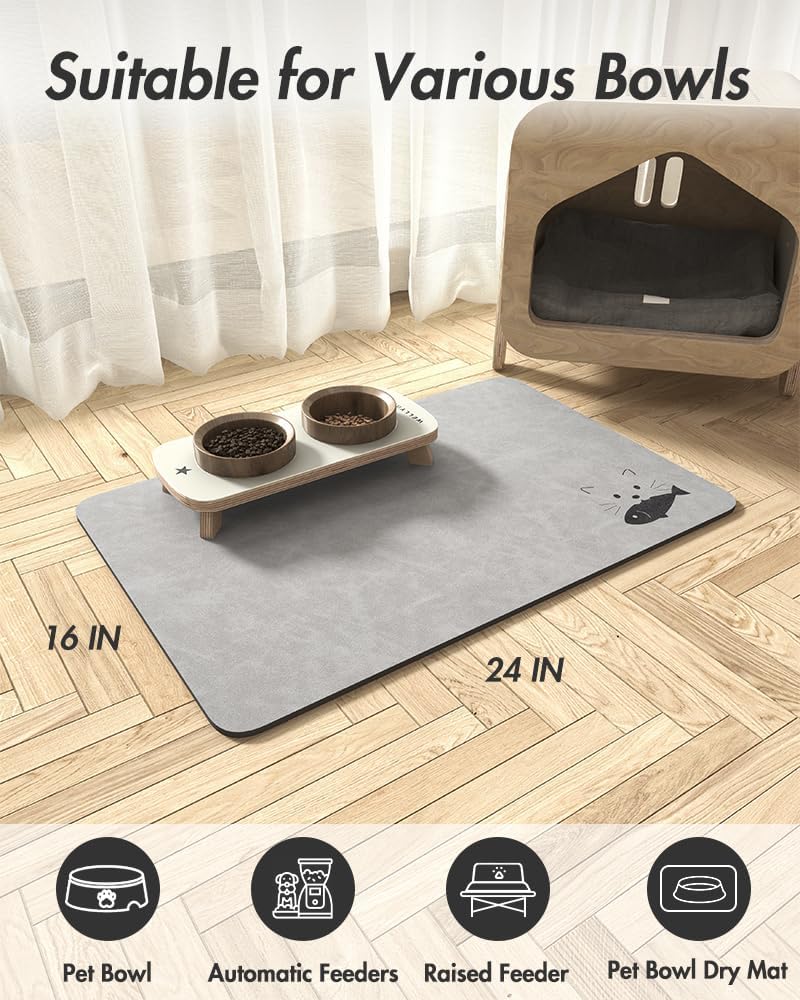 Estera absorbente de alimentos para mascotas estera de alimentos para perros antimanchas estera de secado rápido para perros para comida y W - Imagen 59 de 66
