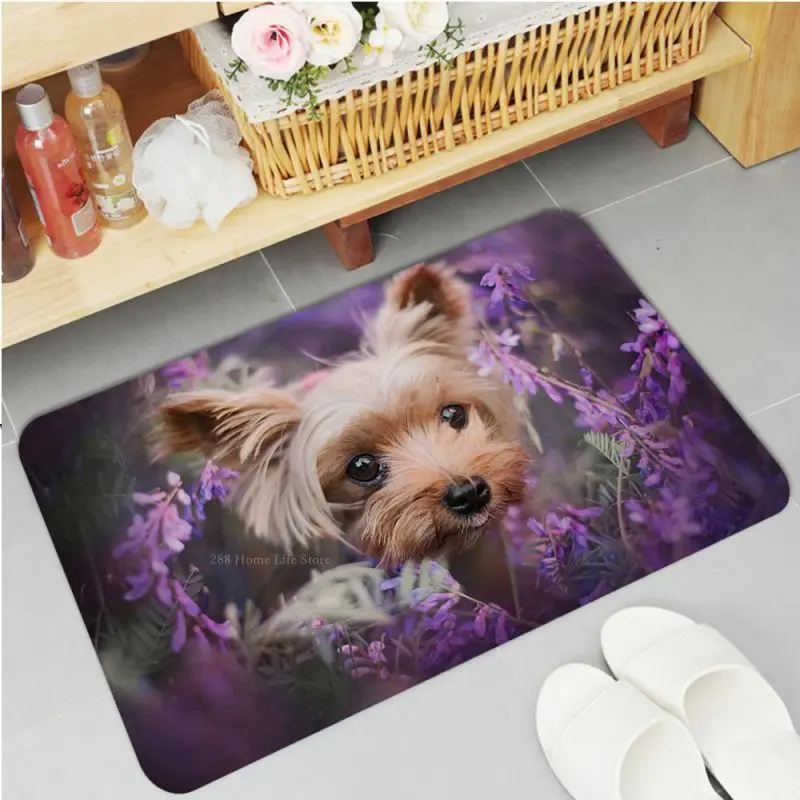 Yorkshire Terrier Dog Door Mat Rectangle Home Soft Badmat Front Door I  Anti-slip