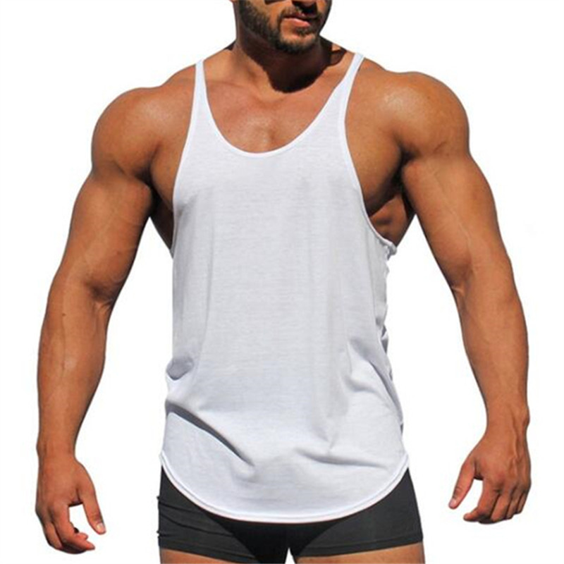 Mens Summer Solid Sports Vest Tank Tops Gym Muscle Fitness Bodybuilding T Shirt