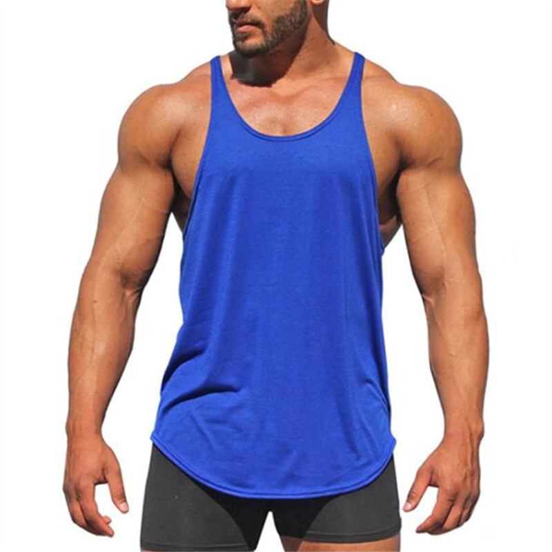 Mens Summer Solid Sports Vest Tank Tops Gym Muscle Fitness Bodybuilding T Shirt