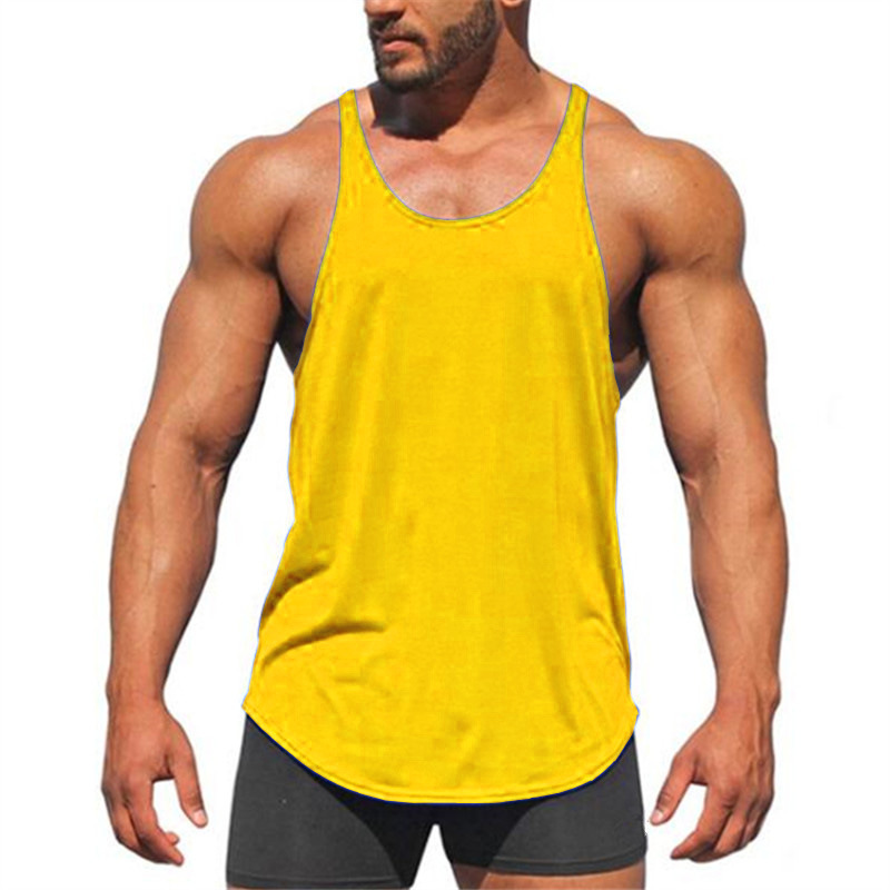 Mens Summer Solid Sports Vest Tank Tops Gym Muscle Fitness Bodybuilding T Shirt