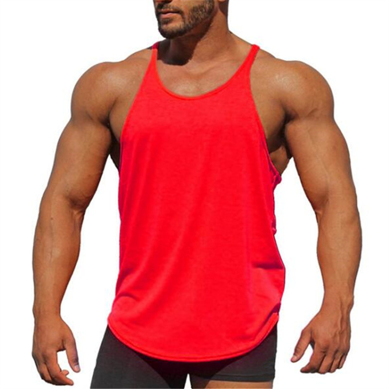 Mens Summer Solid Sports Vest Tank Tops Gym Muscle Fitness Bodybuilding T Shirt