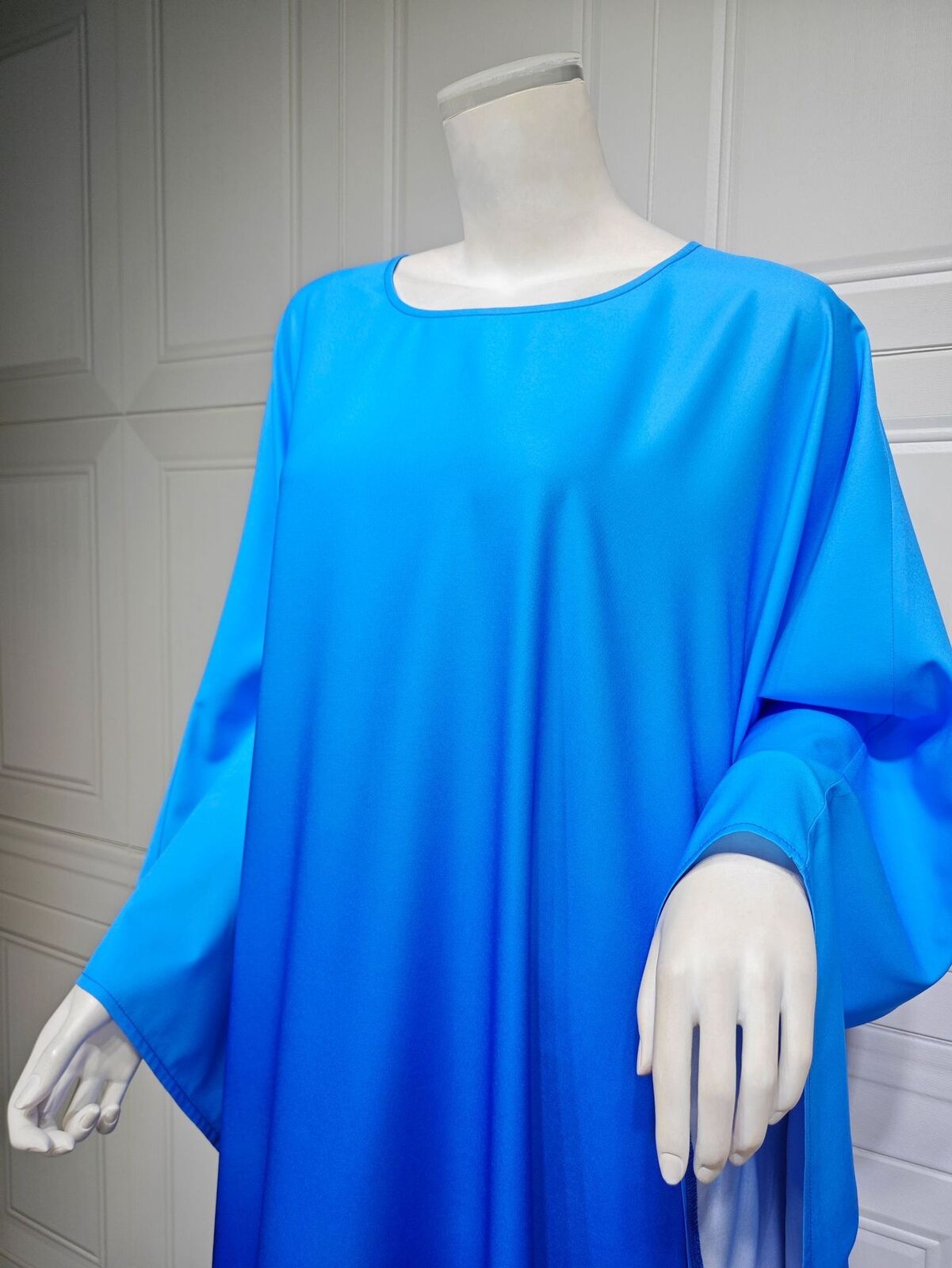 Elegant Women Gradient Color Dress Muslim Islamic Abaya Kaftan Bat Sleeve Gown - Picture 18 of 46