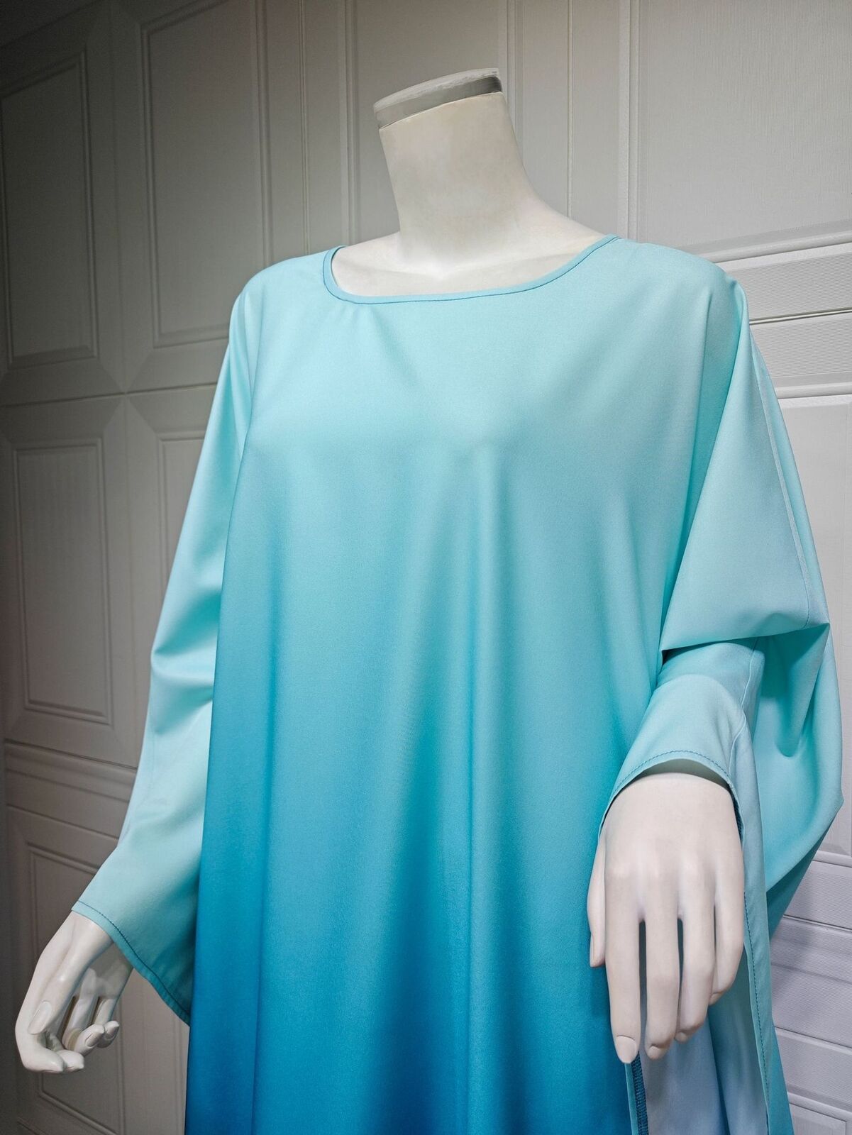 Elegant Women Gradient Color Dress Muslim Islamic Abaya Kaftan Bat Sleeve Gown - Picture 25 of 46