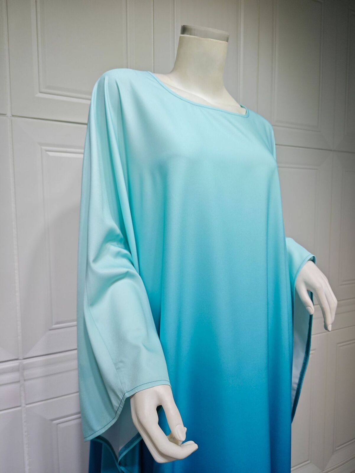 Elegant Women Gradient Color Dress Muslim Islamic Abaya Kaftan Bat Sleeve Gown - Picture 26 of 46