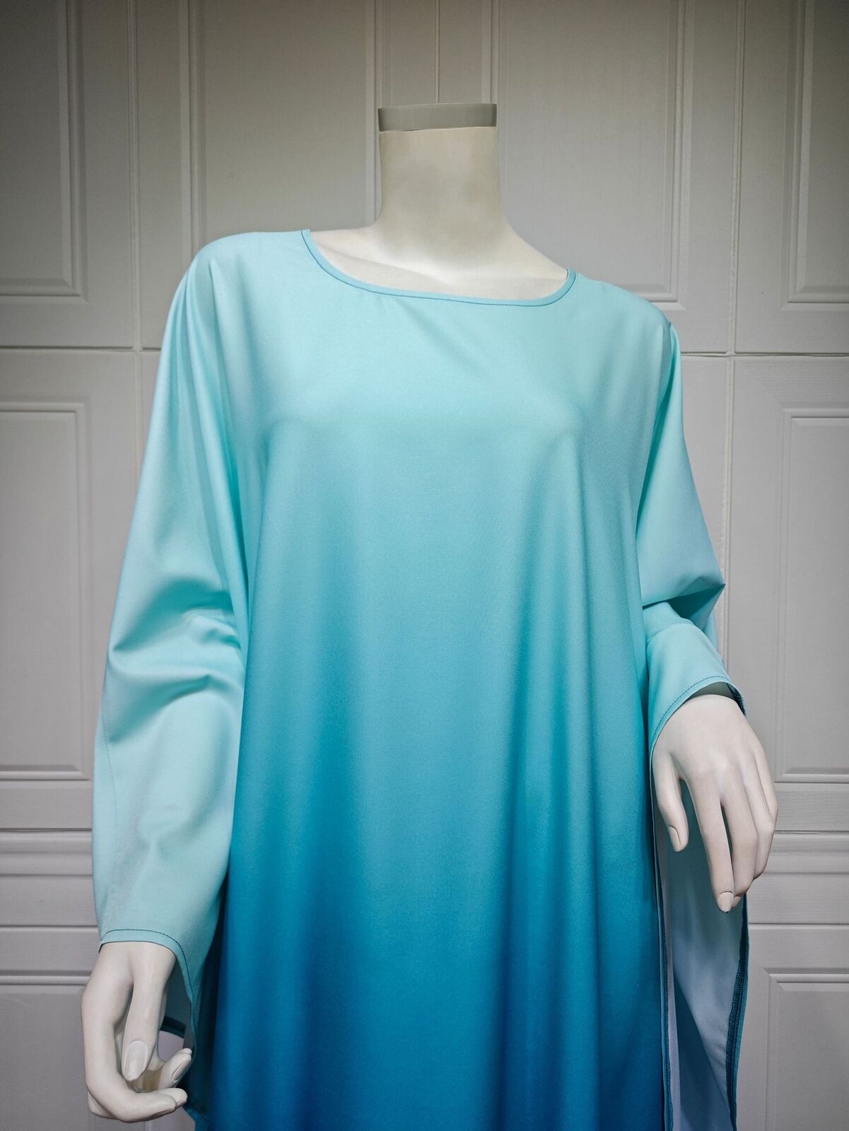 Elegant Women Gradient Color Dress Muslim Islamic Abaya Kaftan Bat Sleeve Gown - Picture 27 of 46