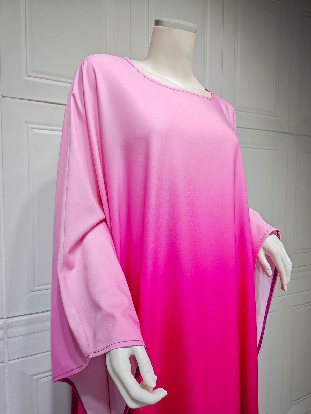 Elegant Women Gradient Color Dress Muslim Islamic Abaya Kaftan Bat Sleeve Gown - Picture 33 of 46