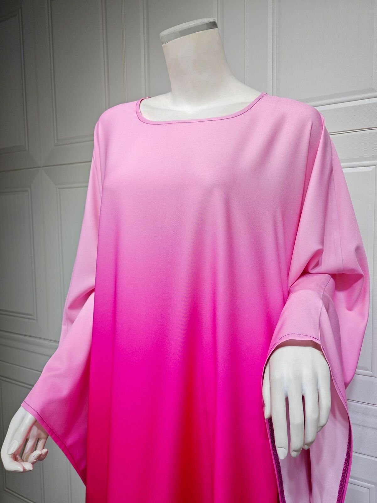 Elegant Women Gradient Color Dress Muslim Islamic Abaya Kaftan Bat Sleeve Gown - Picture 35 of 46