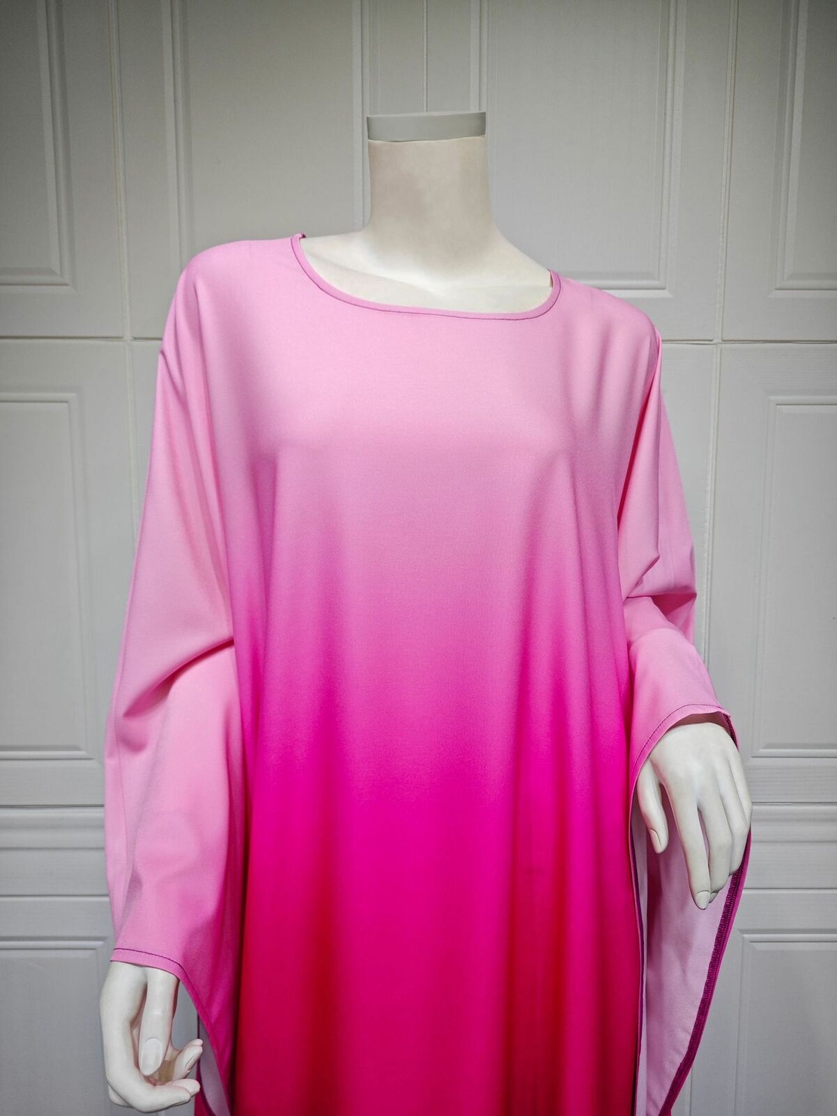 Elegant Women Gradient Color Dress Muslim Islamic Abaya Kaftan Bat Sleeve Gown - Picture 36 of 46