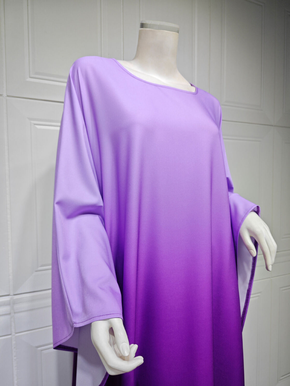 Elegant Women Gradient Color Dress Muslim Islamic Abaya Kaftan Bat Sleeve Gown - Picture 44 of 46