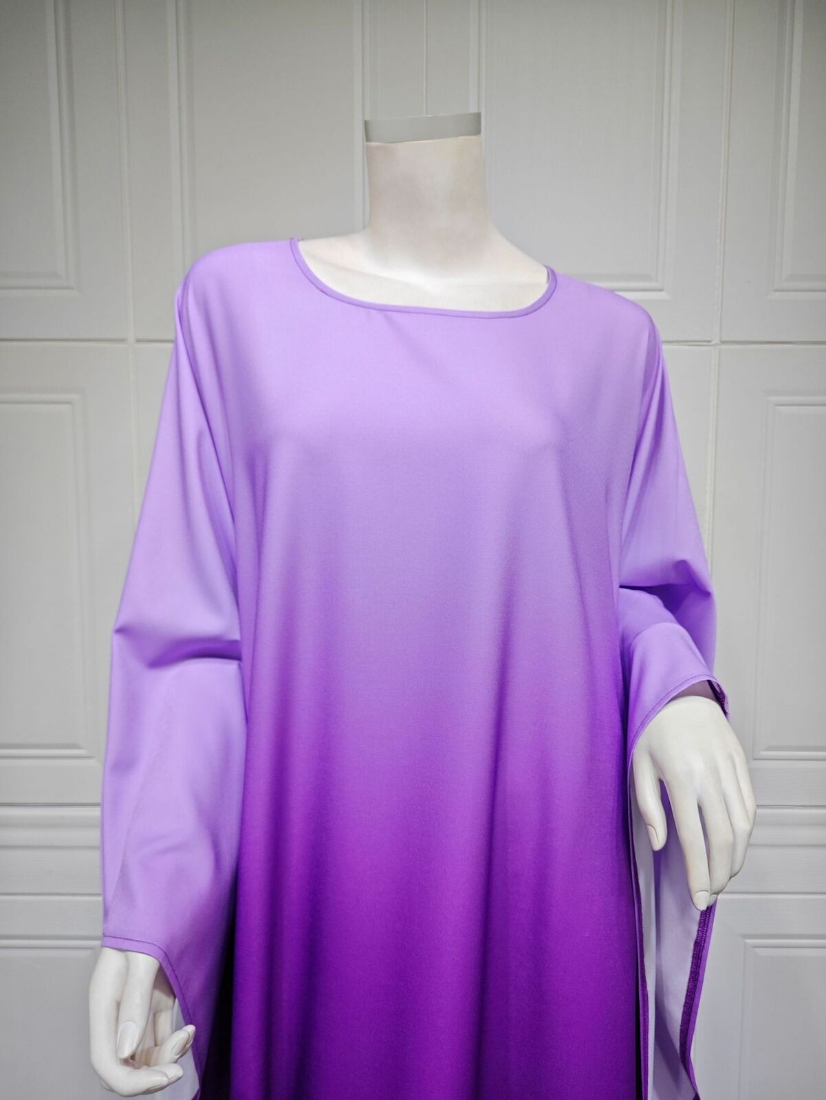 Elegant Women Gradient Color Dress Muslim Islamic Abaya Kaftan Bat Sleeve Gown - Picture 45 of 46