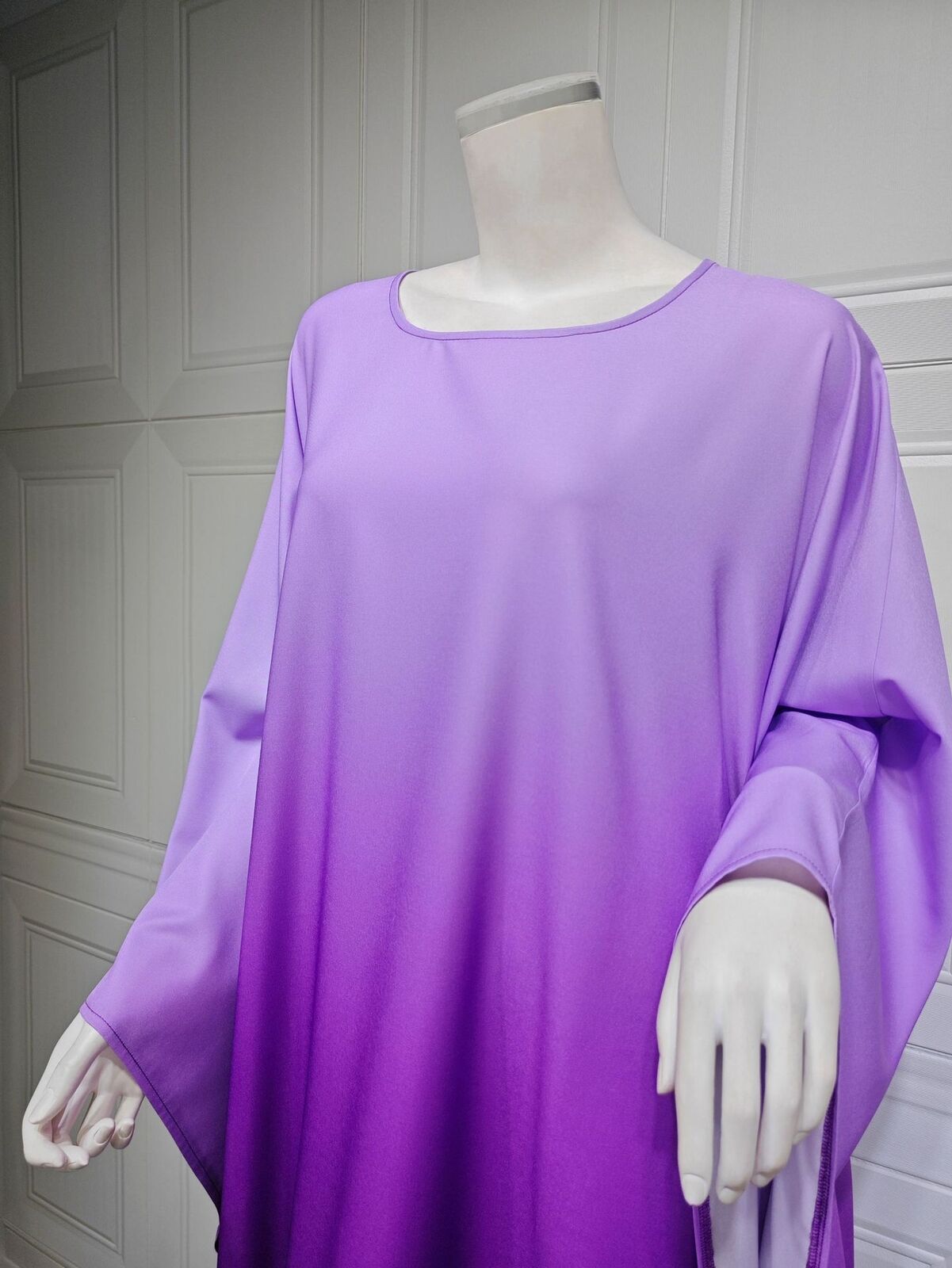 Elegant Women Gradient Color Dress Muslim Islamic Abaya Kaftan Bat Sleeve Gown - Picture 46 of 46