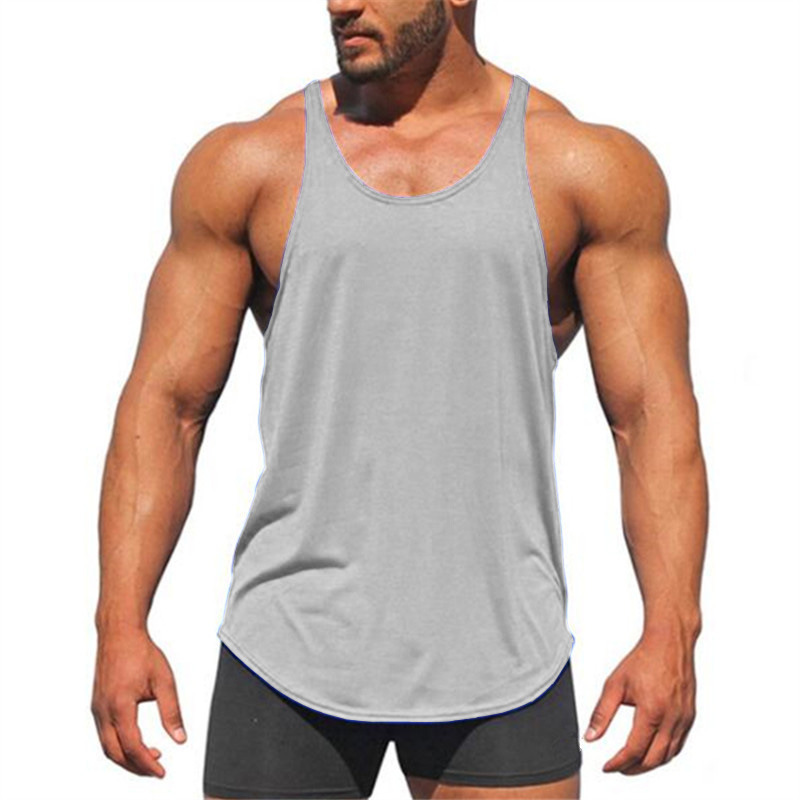 Mens Bodybuilding Solid Sports Vest Tank Tops Summer Gym Muscle Fitness T Shirt