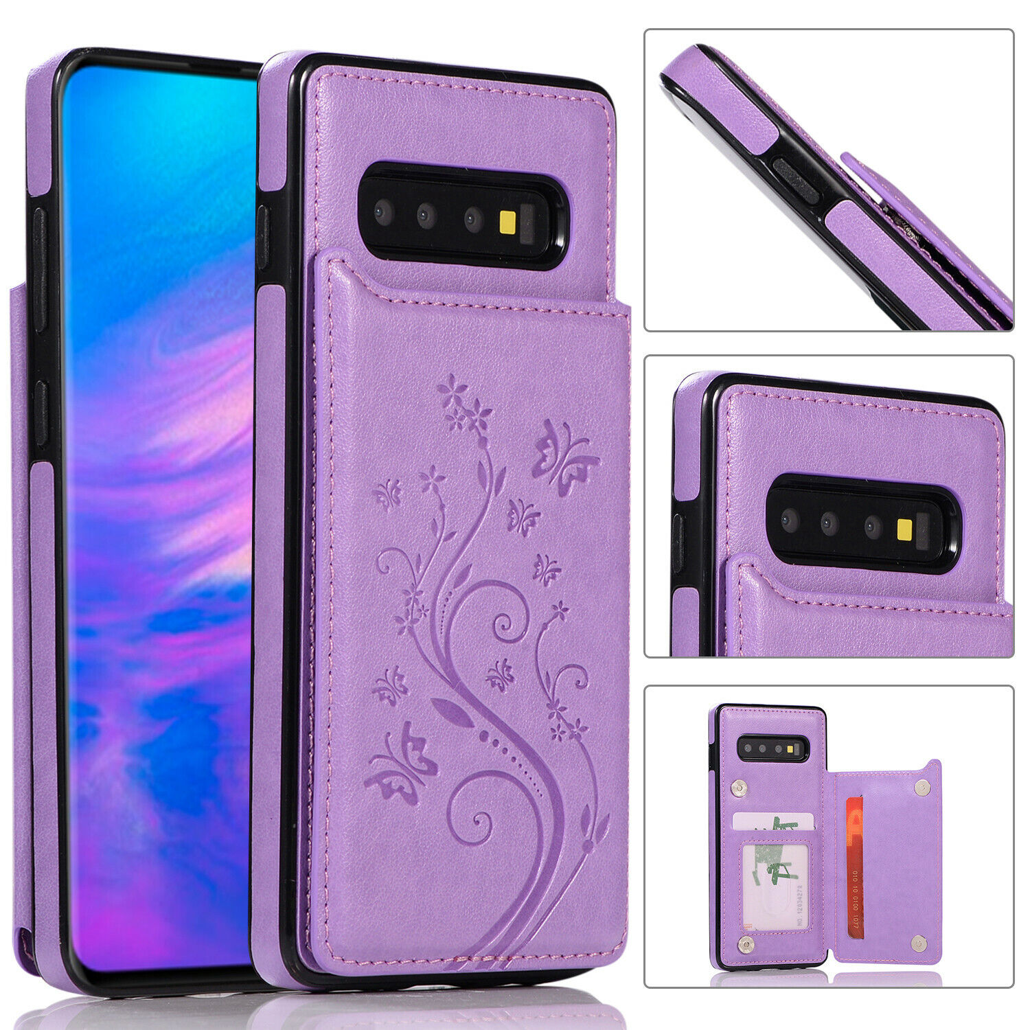 Nuova custodia posteriore per Samsung Galaxy S10 S8 S9 Plus S7 cover portafoglio pelle magnetica - Foto 29 di 35