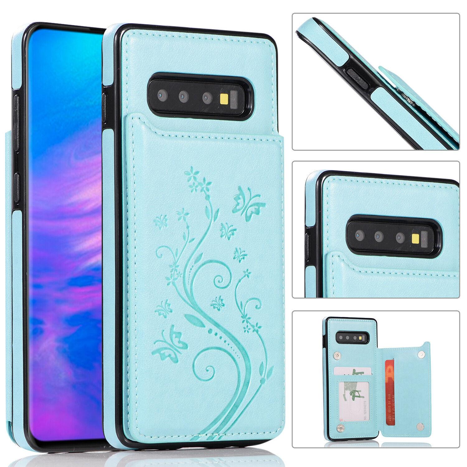 Nuova custodia posteriore per Samsung Galaxy S10 S8 S9 Plus S7 cover portafoglio pelle magnetica - Foto 28 di 35