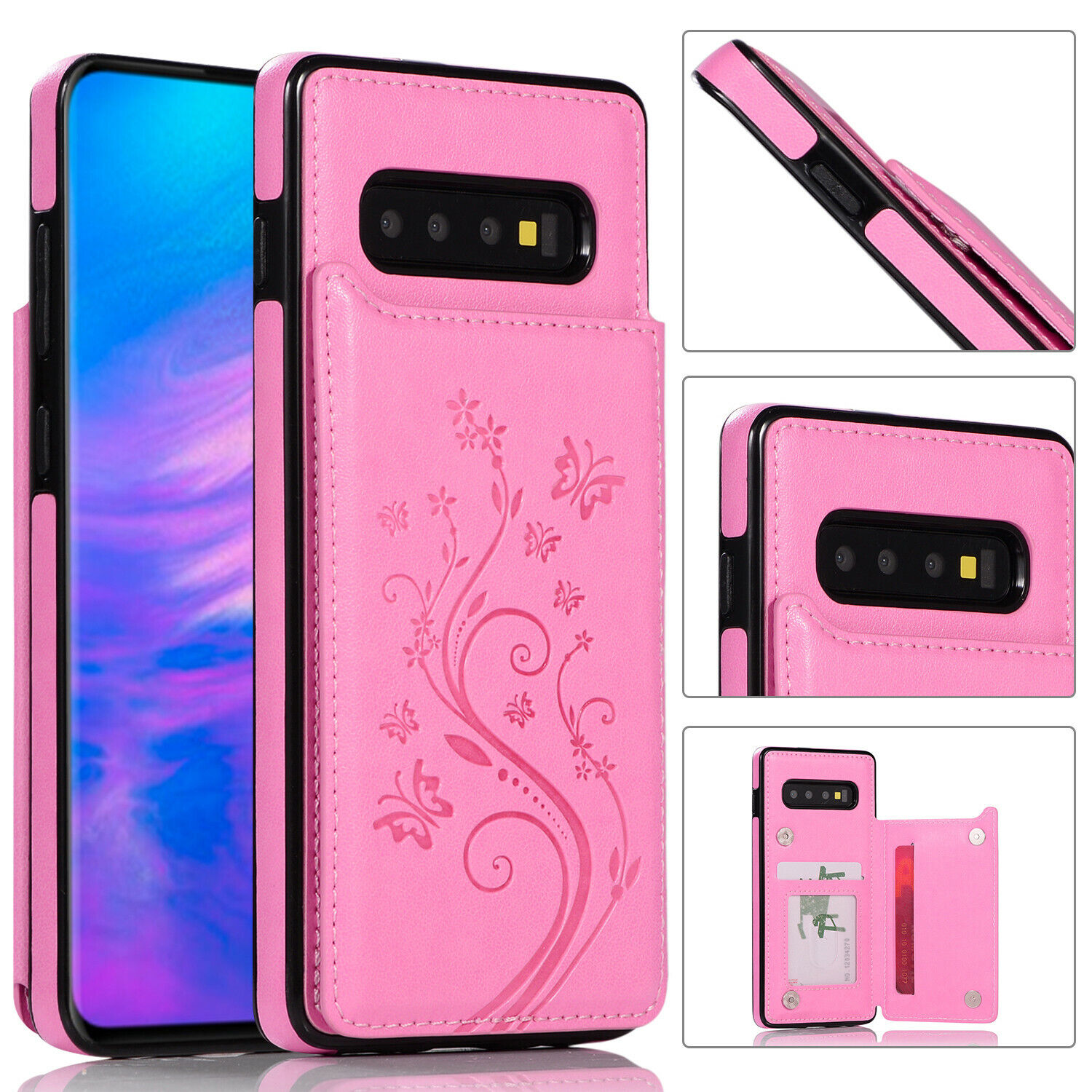 Nuova custodia posteriore per Samsung Galaxy S10 S8 S9 Plus S7 cover portafoglio pelle magnetica - Foto 27 di 35