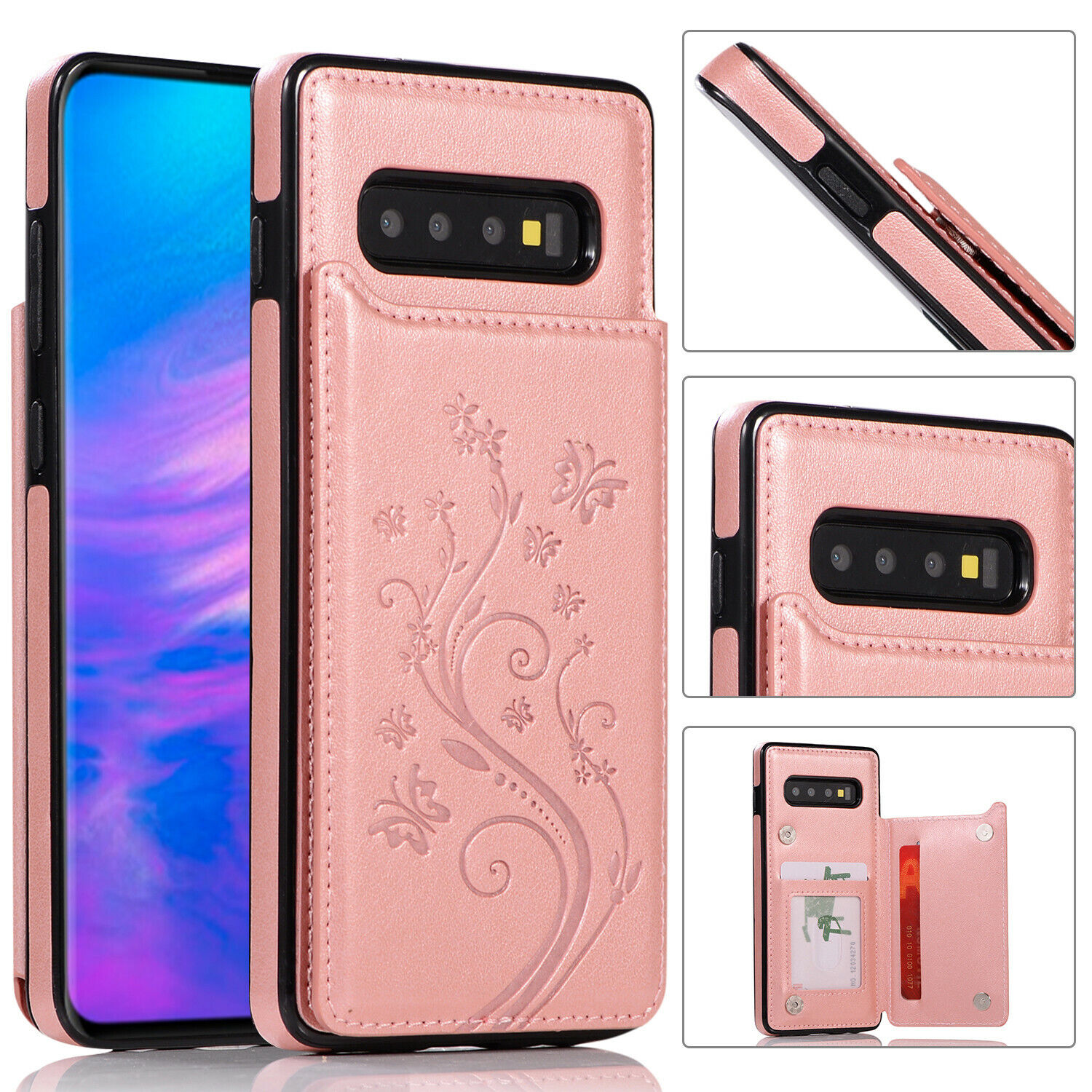 Nuova custodia posteriore per Samsung Galaxy S10 S8 S9 Plus S7 cover portafoglio pelle magnetica - Foto 26 di 35