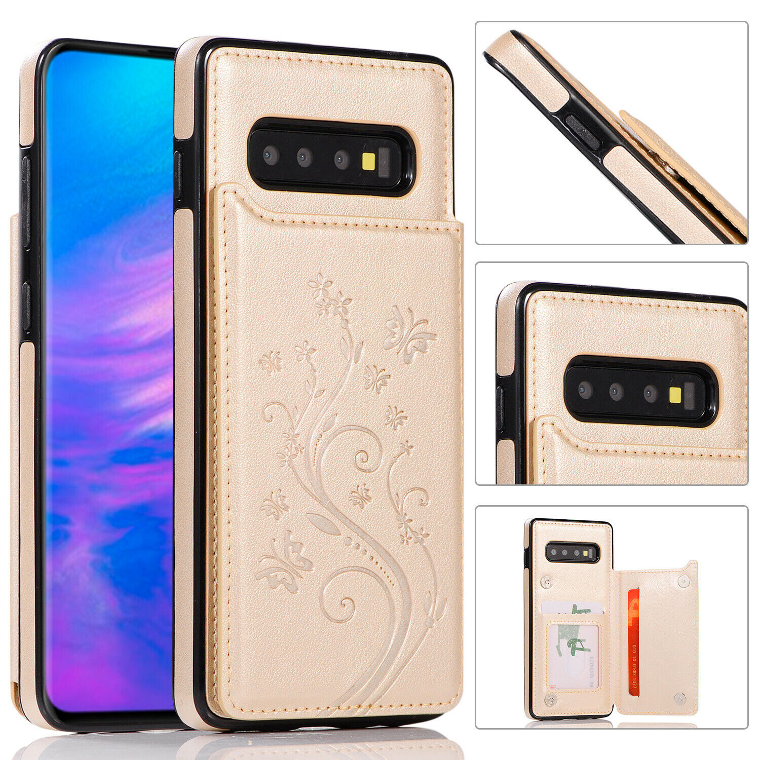 Nuova custodia posteriore per Samsung Galaxy S10 S8 S9 Plus S7 cover portafoglio pelle magnetica - Foto 25 di 35
