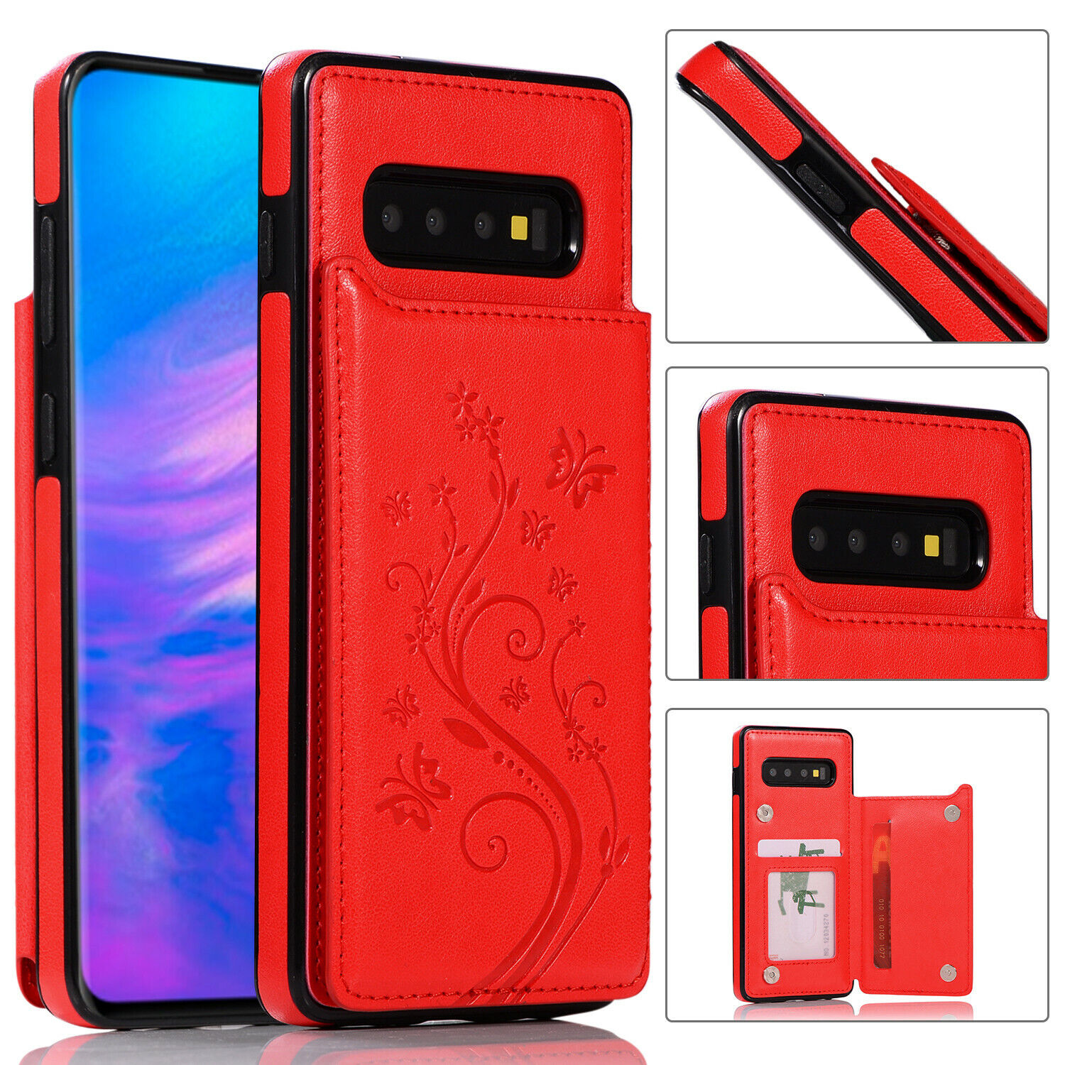 Nuova custodia posteriore per Samsung Galaxy S10 S8 S9 Plus S7 cover portafoglio pelle magnetica - Foto 34 di 35