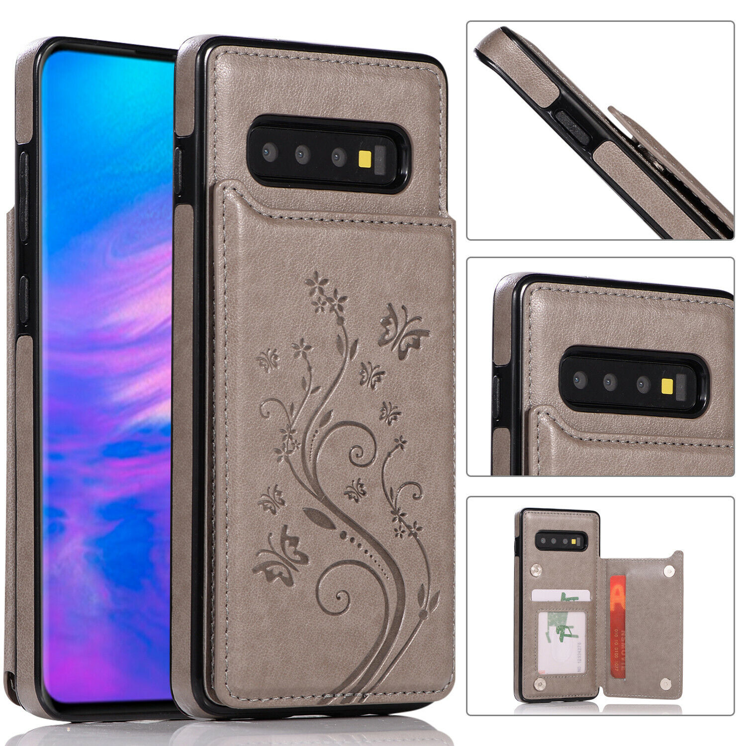 Nuova custodia posteriore per Samsung Galaxy S10 S8 S9 Plus S7 cover portafoglio pelle magnetica - Foto 33 di 35
