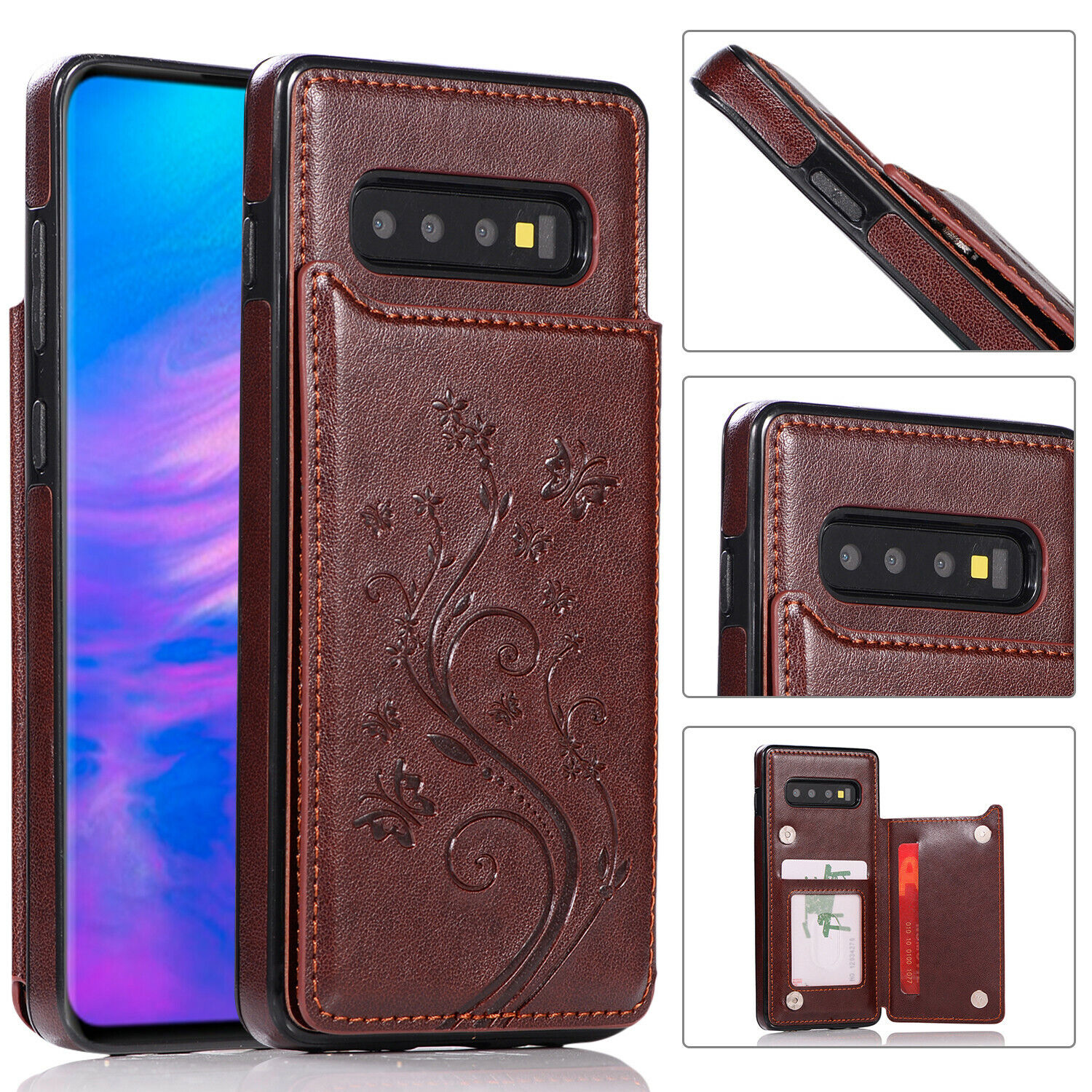 Nuova custodia posteriore per Samsung Galaxy S10 S8 S9 Plus S7 cover portafoglio pelle magnetica - Foto 32 di 35