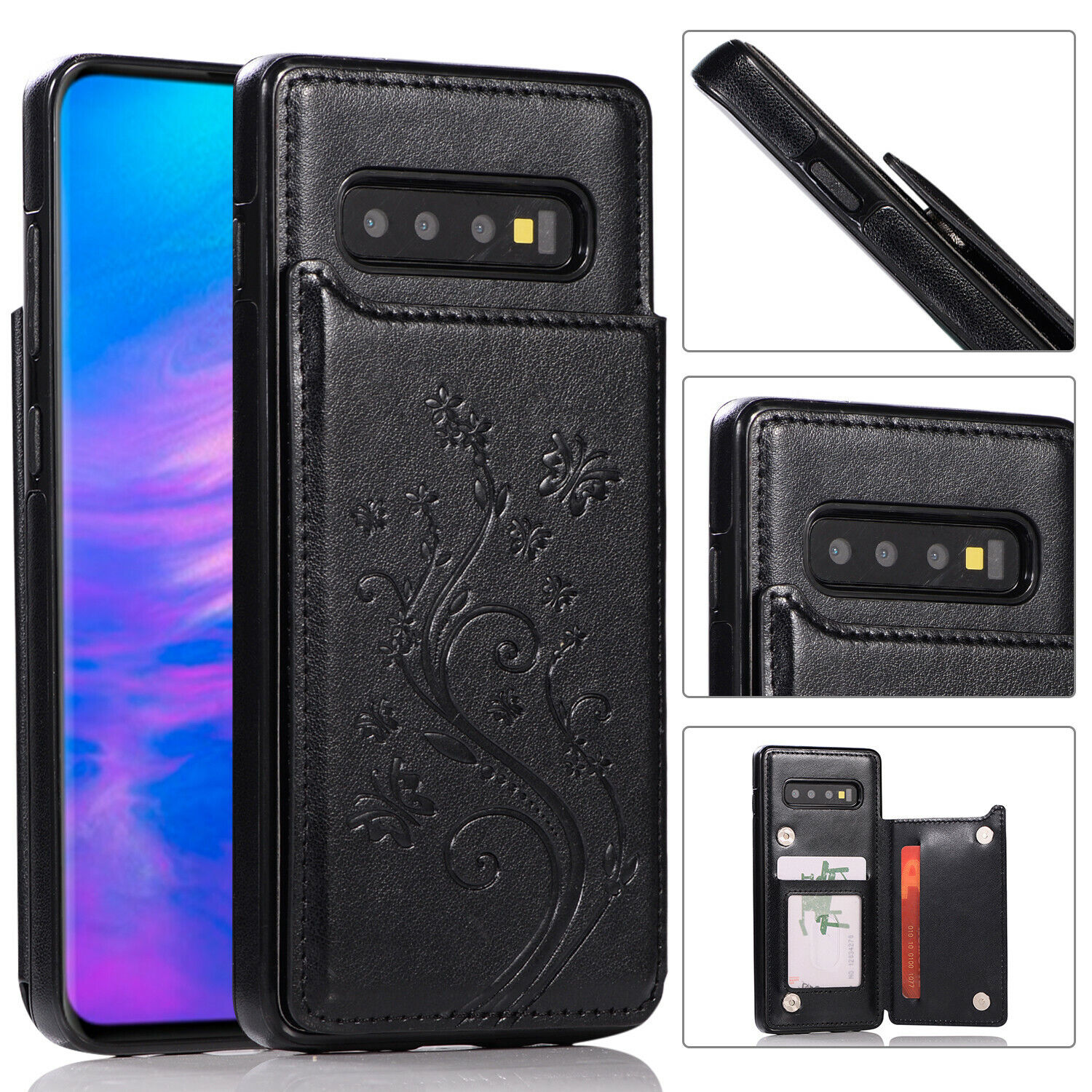 Nuova custodia posteriore per Samsung Galaxy S10 S8 S9 Plus S7 cover portafoglio pelle magnetica - Foto 31 di 35