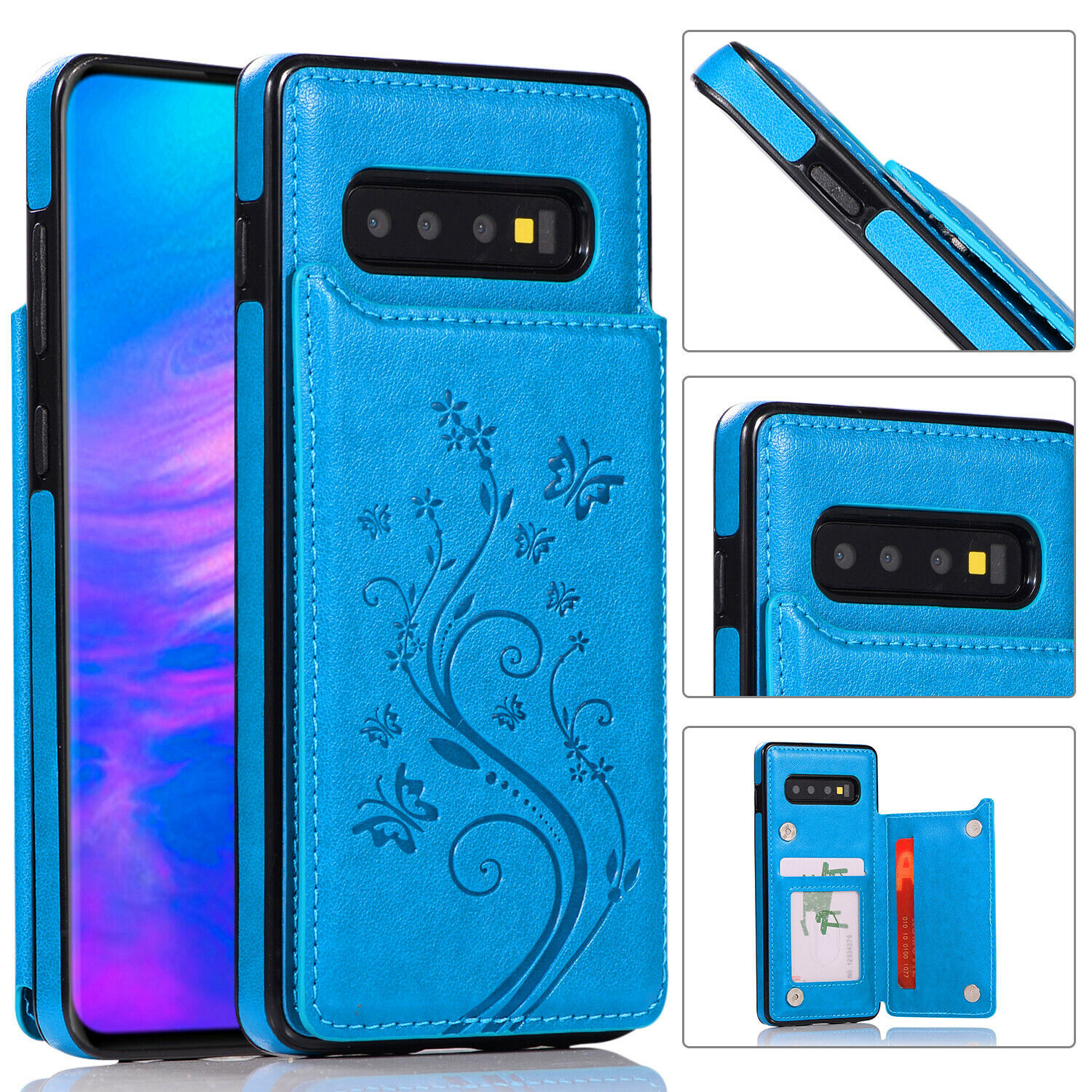 Nuova custodia posteriore per Samsung Galaxy S10 S8 S9 Plus S7 cover portafoglio pelle magnetica - Foto 30 di 35
